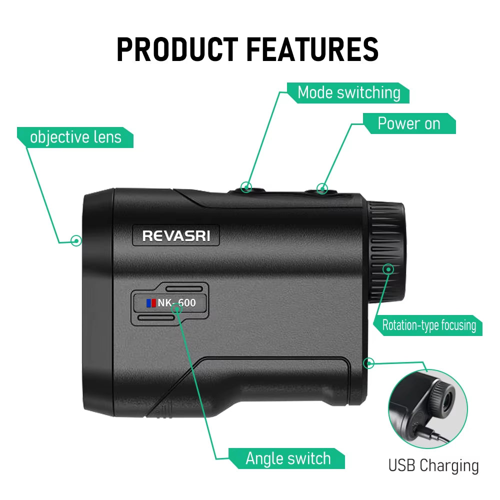 Golf Laser Rangefinder 600M Rechargeable Battery,Slope and Flag Pole Lock Vibration for Golfing,Hunting,Survey