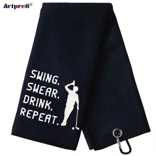 Funny Embroidered Microfiber Premium Golf Towel, Golf Accessories for Men Golfers Dad Boyfriend Husband Birthday Retirement