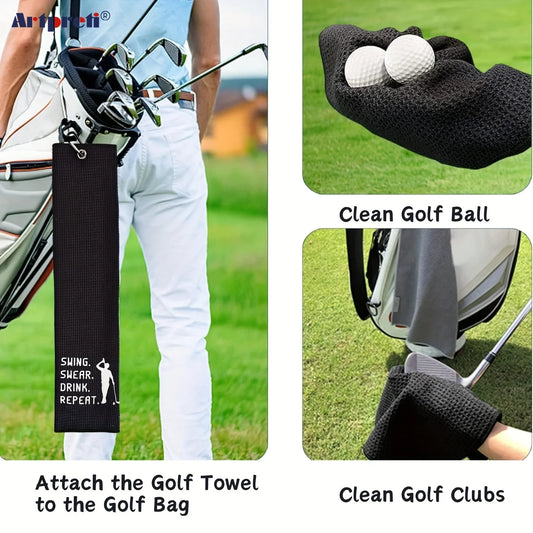 Funny Embroidered Microfiber Premium Golf Towel, Golf Accessories for Men Golfers Dad Boyfriend Husband Birthday Retirement