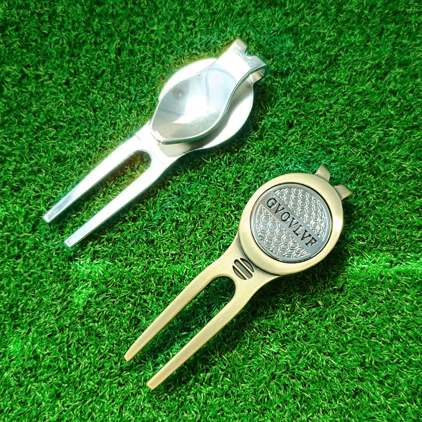 1Pc Golf Divot Repair Tool with  Ball Marker, a Unique and Multi-Functional Golf Accessory, Silver and Copper Two Colors
