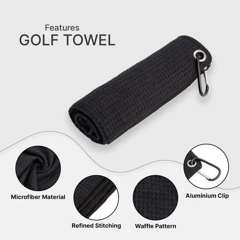 Golf Towel Microfiber Fabric for Golf Lovers Soft Absorbent Golf Club Cleaner Rag Clip Golf Accessories Golf Club Cleaning Towel