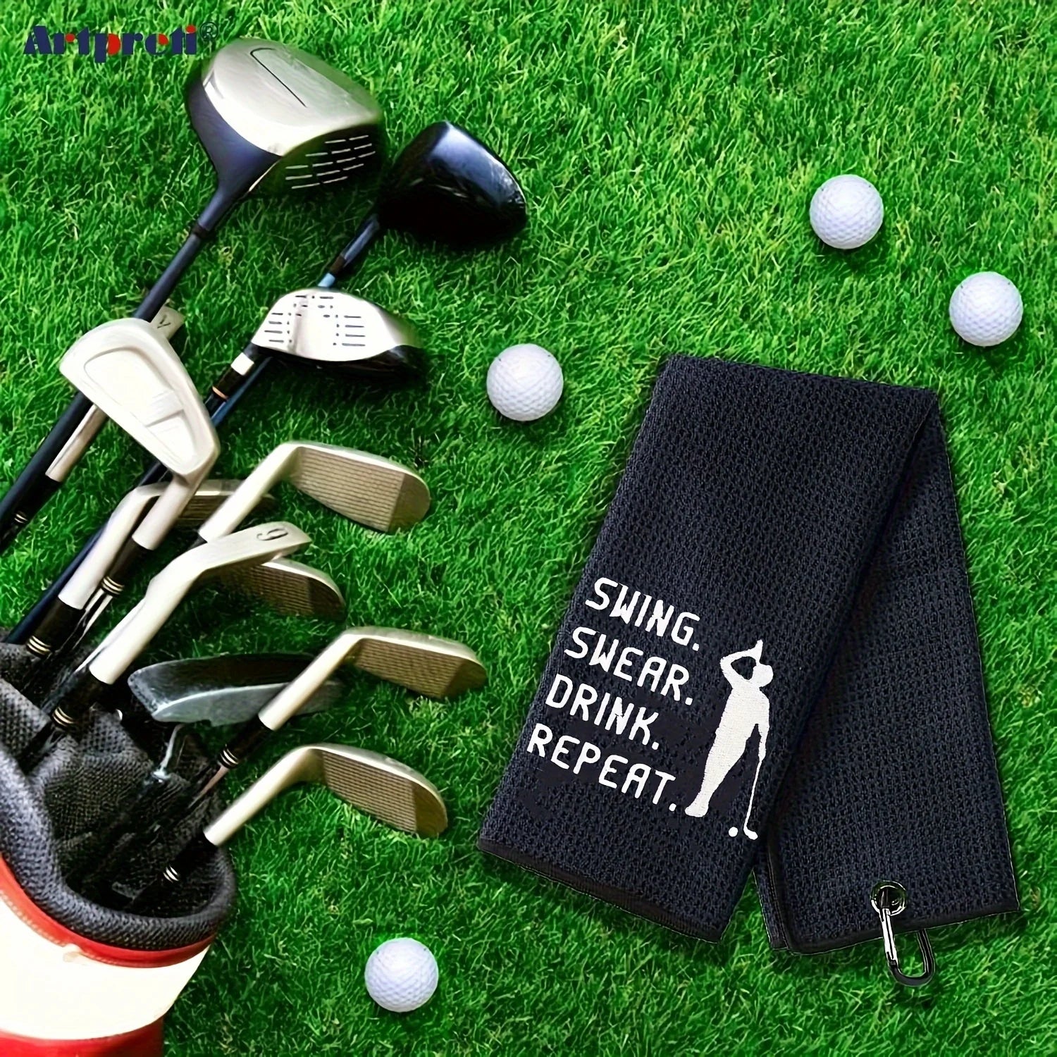 Funny Embroidered Microfiber Premium Golf Towel, Golf Accessories for Men Golfers Dad Boyfriend Husband Birthday Retirement