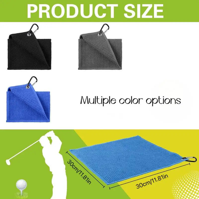 Golf Towel Microfiber Fabric for Golf Lovers Soft Absorbent Golf Club Cleaner Rag Clip Golf Accessories Golf Club Cleaning Towel