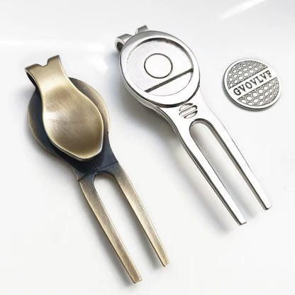 1Pc Golf Divot Repair Tool with  Ball Marker, a Unique and Multi-Functional Golf Accessory, Silver and Copper Two Colors