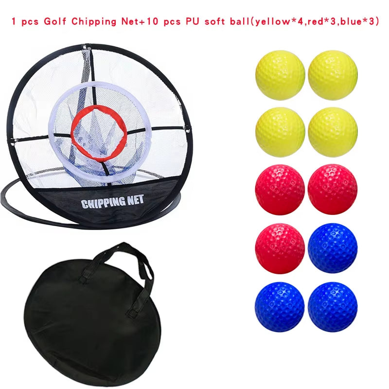 Golf Swing Trainer Chipping Net Golf Training Aids Indoor Outdoor Foldable Chipping Pitching Cages Hitting Mat