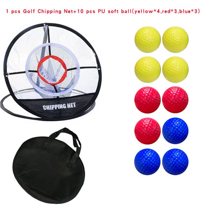 Golf Swing Trainer Chipping Net Golf Training Aids Indoor Outdoor Foldable Chipping Pitching Cages Hitting Mat