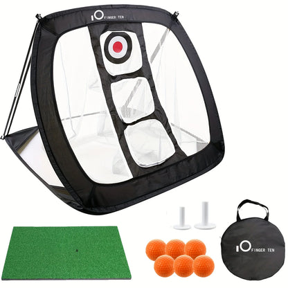 Golf Chipping Net with Mat Kit Ultra-Stable Pop up Golfing Target Net for Indoor/Outdoor/Backyard Accuracy and Swing Practice