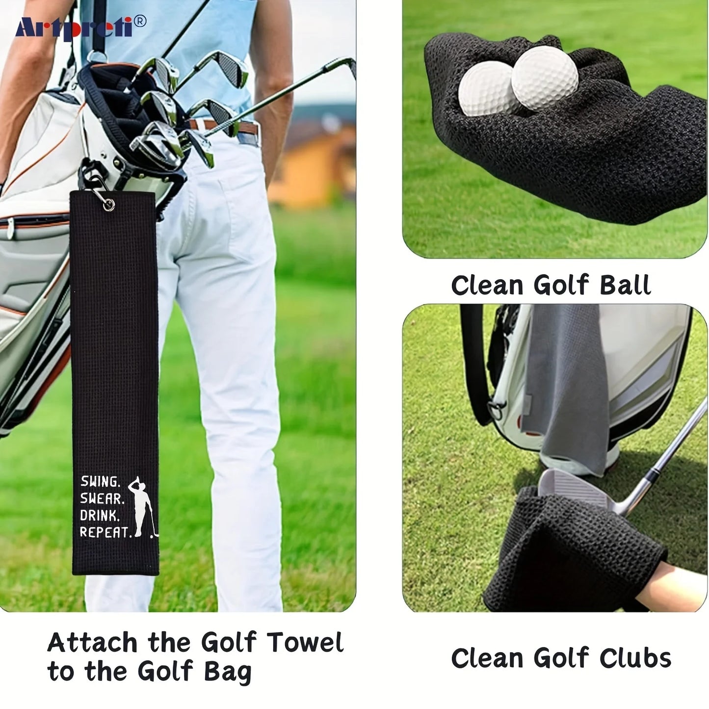 Funny Embroidered Microfiber Premium Golf Towel, Golf Accessories for Men Golfers Dad Boyfriend Husband Birthday Retirement