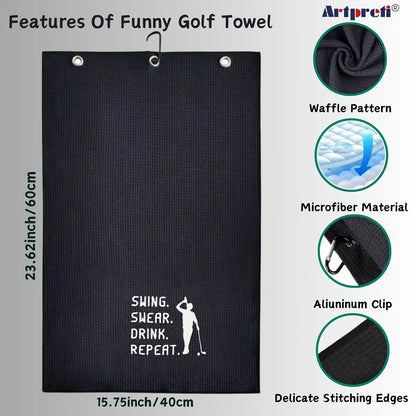 Funny Embroidered Microfiber Premium Golf Towel, Golf Accessories for Men Golfers Dad Boyfriend Husband Birthday Retirement