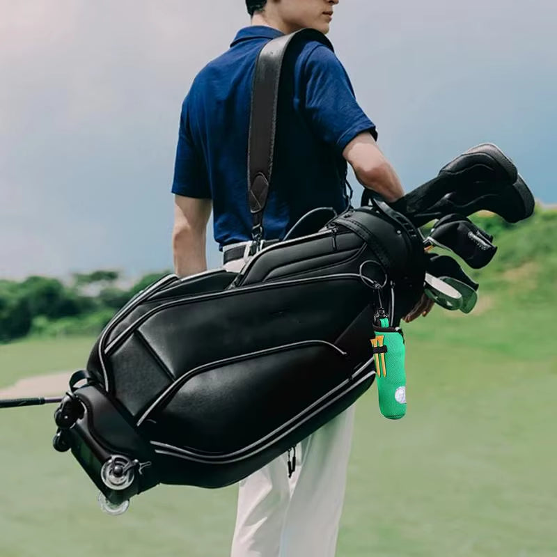 Golf Ball and Tee Holder Waterproof Golf Ball Carrier Outdoor Golf Accessories Golf Ball Sleeve with Belt Clip Golf Ball Storage