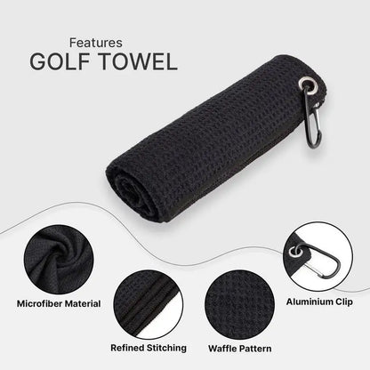 Golf Towel Microfiber Fabric for Golf Lovers Soft Absorbent Golf Club Cleaner Rag Clip Golf Accessories Golf Club Cleaning Towel
