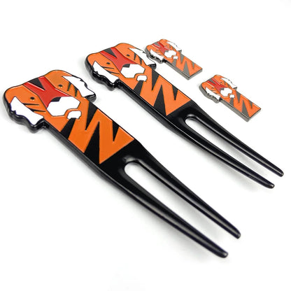 Golf Divot Repair Tool with Golf Ball Marker Anti-Scratch Cartoon Tiger Pattern Golf Pitch Repairer Divot Tool Golf Accessory