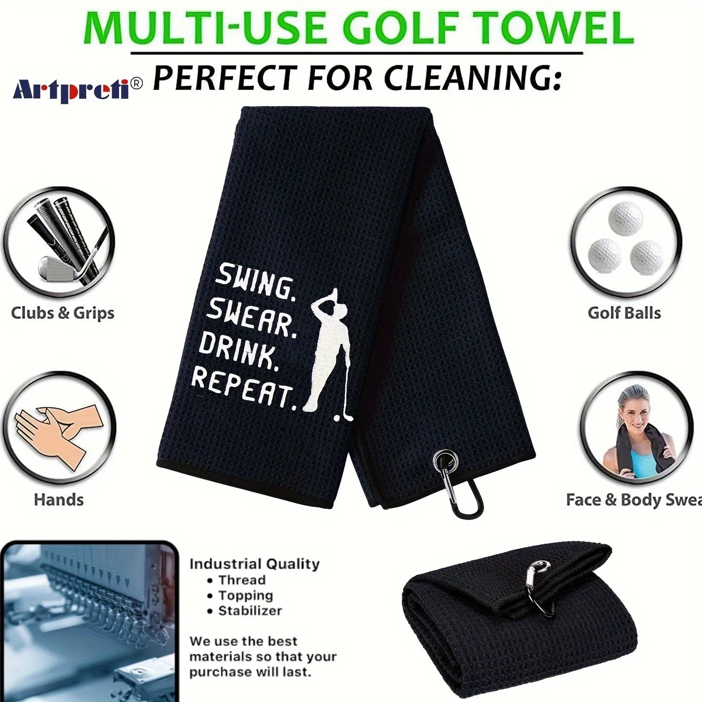 Funny Embroidered Microfiber Premium Golf Towel, Golf Accessories for Men Golfers Dad Boyfriend Husband Birthday Retirement