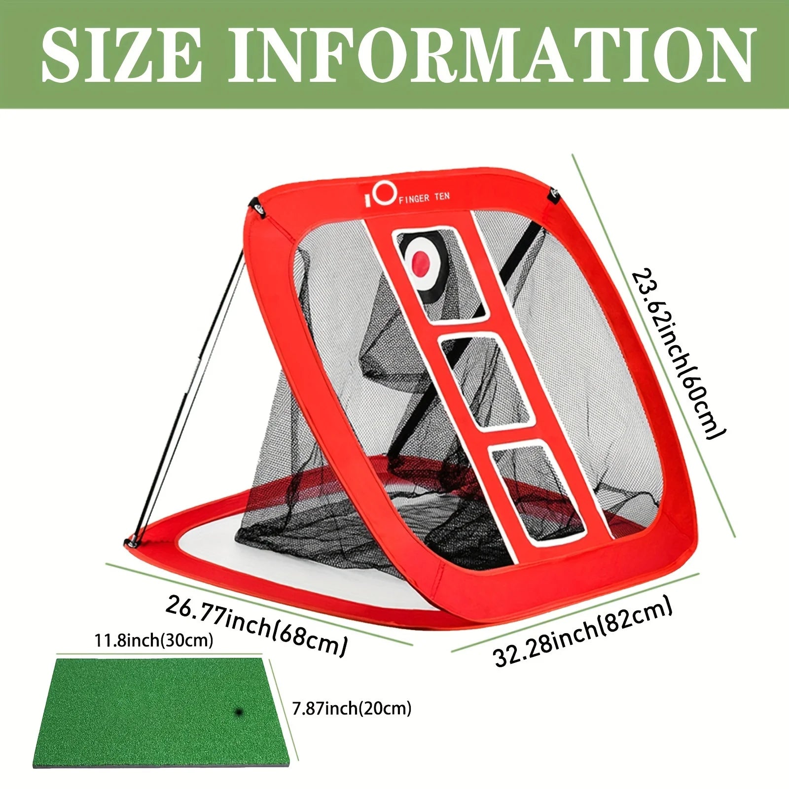Golf Chipping Net with Mat Kit Ultra-Stable Pop up Golfing Target Net for Indoor/Outdoor/Backyard Accuracy and Swing Practice