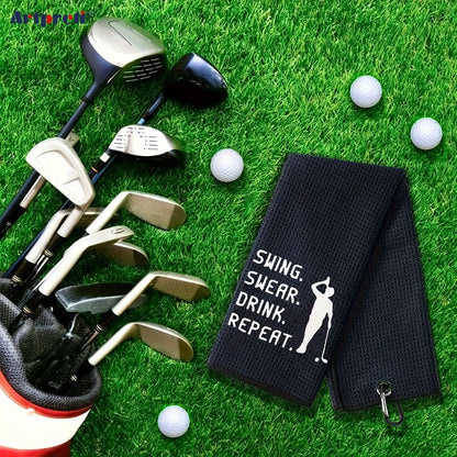 Funny Embroidered Microfiber Premium Golf Towel, Golf Accessories for Men Golfers Dad Boyfriend Husband Birthday Retirement