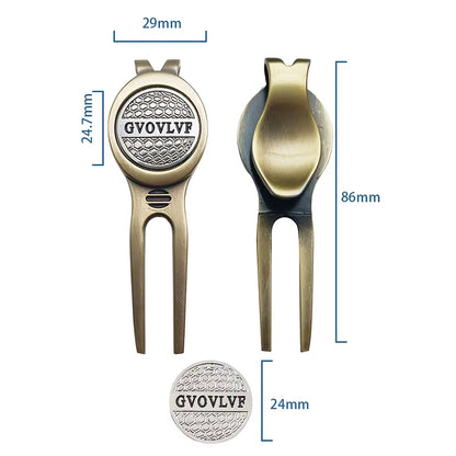 1Pc Golf Divot Repair Tool with  Ball Marker, a Unique and Multi-Functional Golf Accessory, Silver and Copper Two Colors