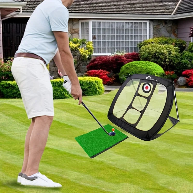 Golf Chipping Net with Mat Kit Ultra-Stable Pop up Golfing Target Net for Indoor/Outdoor/Backyard Accuracy and Swing Practice