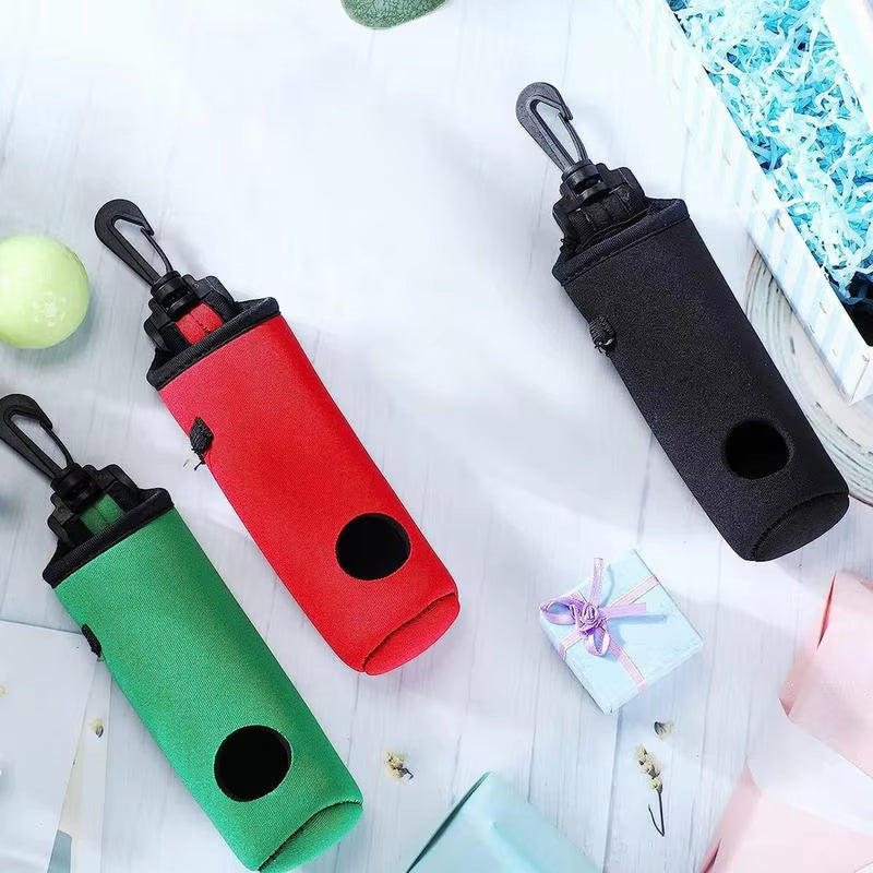 Golf Ball and Tee Holder Waterproof Golf Ball Carrier Outdoor Golf Accessories Golf Ball Sleeve with Belt Clip Golf Ball Storage