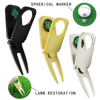 Golf Divot Repair Tool Magnetic Golf Ball Holder Golf Cigar Holder Putting Fork Pitch Groove Cleaner Golf Accessory Golf Mark