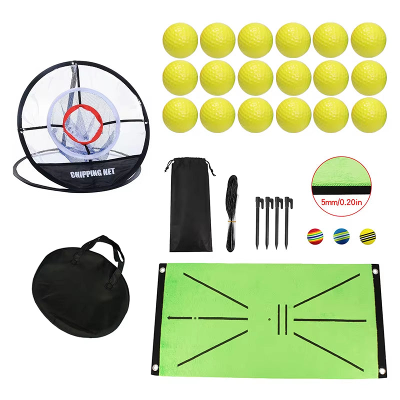 Golf Swing Trainer Chipping Net Golf Training Aids Indoor Outdoor Foldable Chipping Pitching Cages Hitting Mat
