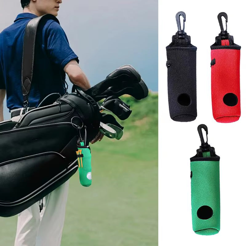 Golf Ball and Tee Holder Waterproof Golf Ball Carrier Outdoor Golf Accessories Golf Ball Sleeve with Belt Clip Golf Ball Storage